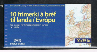 Islanti 1994 - Europa CEPT 35kr vihko  ++