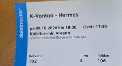 K-Vantaa - Hermes pe 9.10.2026 ** 2 lippua**