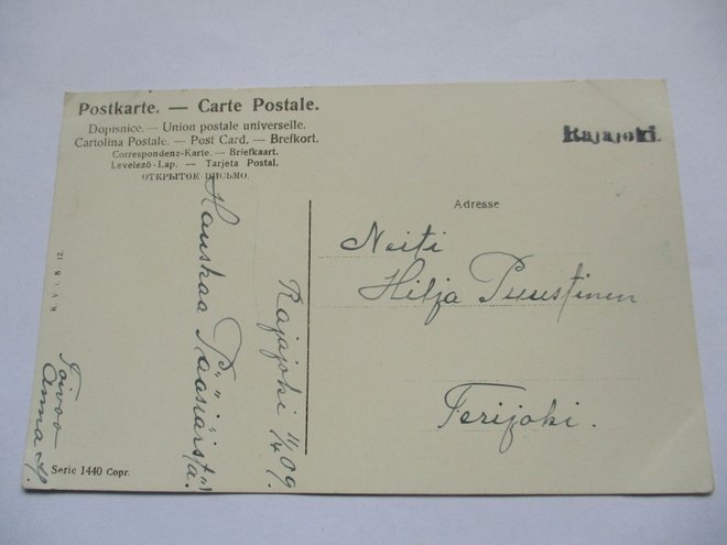 1909 Rajajoki. rivil (R4) kortilla
