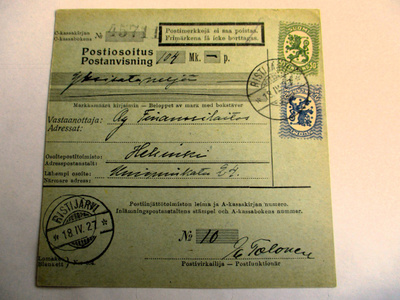1927 Ristijärvi postiosoitus
