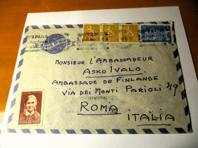 1956 Hki lentopostikuori Italiaan