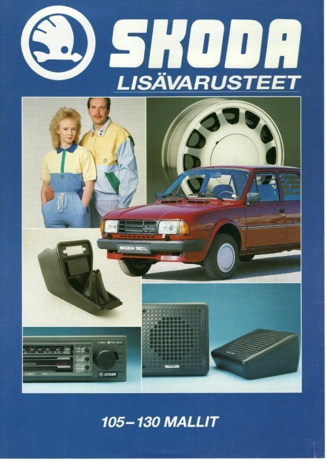 Skoda 105-130 lisävarusteet -esite, 1989