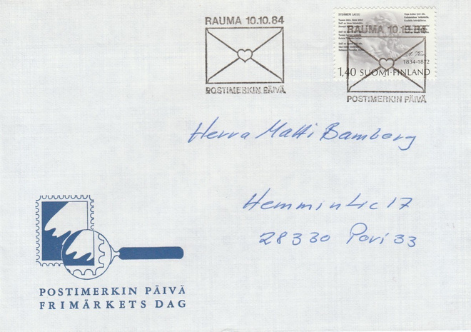 ERIKOISLEIMA , Postimerkin päivä, Rauma 10.10.1984