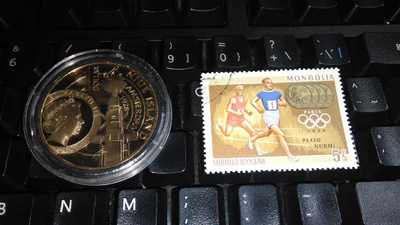 Niue $1 2015 Paavo Nurmi HMEII Gold Plated + p-merkki