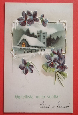Vanha uudenvuoden kortti kulk. 1913