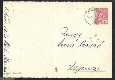 Postilähetys - Yl.m. 0,20 (LAPE 557) Julkujärvi 19.12.67