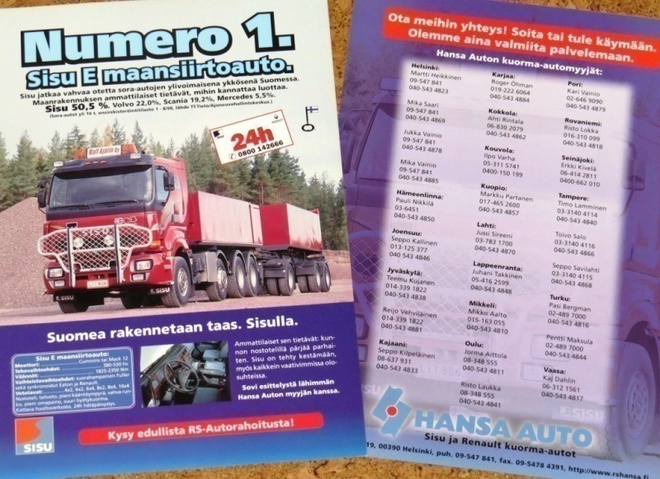2000  Sisu E maansiirtoauto esite - KUIN UUSI - kuorma-auto