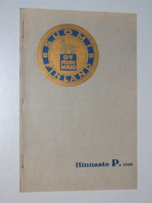 Riihimäki Oy Hinnasto P. (1930) Riihimäen Lasi
