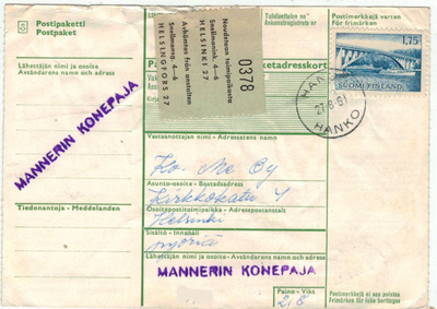 M63 1963 1,75 Paraisten silta pakettikortti