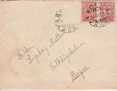 Postileima Turku  10.2.1917 Paraisille