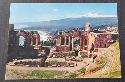 TAORMINA, Scene of the Greek Theatre, kulkenut postikortti