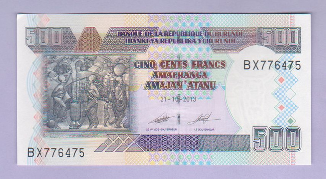 Burundi 500 Francs v.2013 UNC P-45