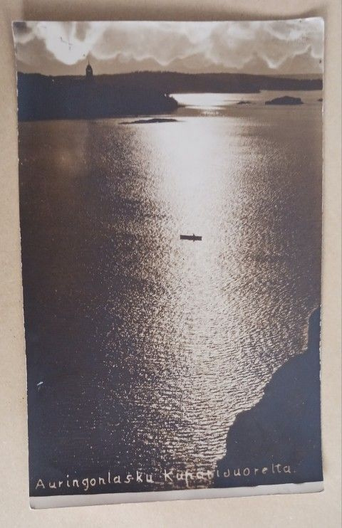 Naantali, Auringonlasku Kuparivuorelta, vanha vkpk p. 1925