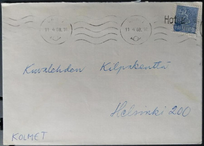 Pp-leima HOTILA / Hartola kirjeellä 1968
