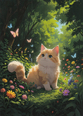 Kissa katsoo perhosia
