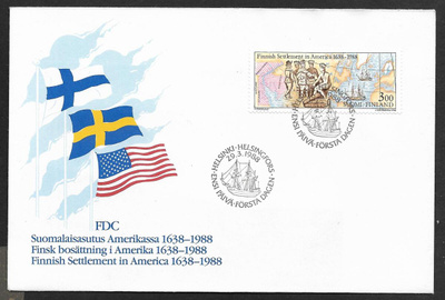 Amerikan suomalaisasutus 1988 FDC (LAPE 1045)