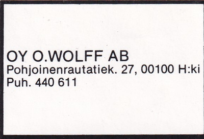 Helsinki, Oy O. WOLFF Ab   3/16