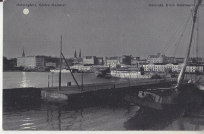 Helsinki eteläsatama kuutamokortti 1905