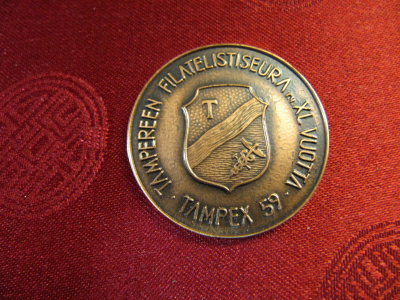 Tampereen Filatelistiseura Tampex 59 mitali 1959.