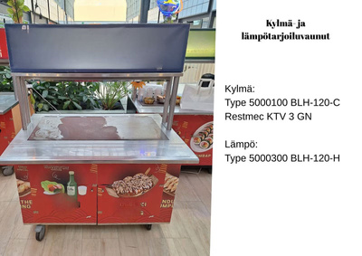 Kylmä ja lämmin tarjoiluvaunu buffet 3 kpl linjasto
