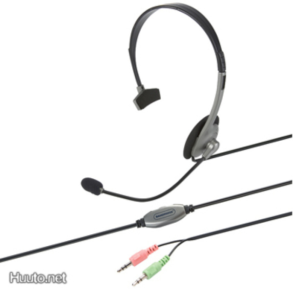 Bandridge VoIP Headset, 2x3.5mm, 1.8 m, musta/harmaa *UUSI*
