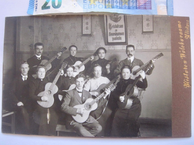 VANHA Kabinetti Valokuva Kitara Orkesteri Ylistaro 1900-l