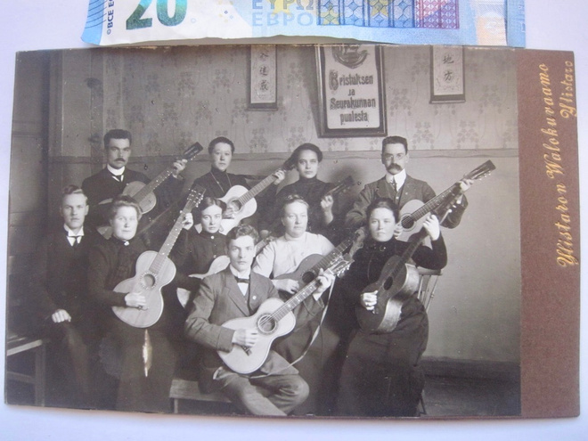 VANHA Kabinetti Valokuva Kitara Orkesteri Ylistaro 1900-l