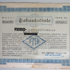 FENNO SEURA 47 - vastaanotin  takuutodistus v. 1947 - pikkukuva 1