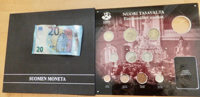 VANHA Setti Nuori Tasavalta Ensimmäiset Markat Suomen Moneta