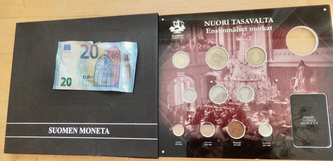 VANHA Setti Nuori Tasavalta Ensimmäiset Markat Suomen Moneta