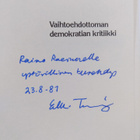 Erkki Tuomioja : Vaihtoehdottoman demokratian kritiikki (... - pikkukuva 3