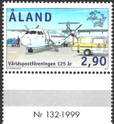 Ål 1999 UPU 125 v 2,90 mk välilöpari numero ** LaPe 159