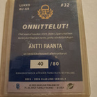 25-26 Blueline Silver Signature: Antti Raanta 40/80 - pikkukuva 2