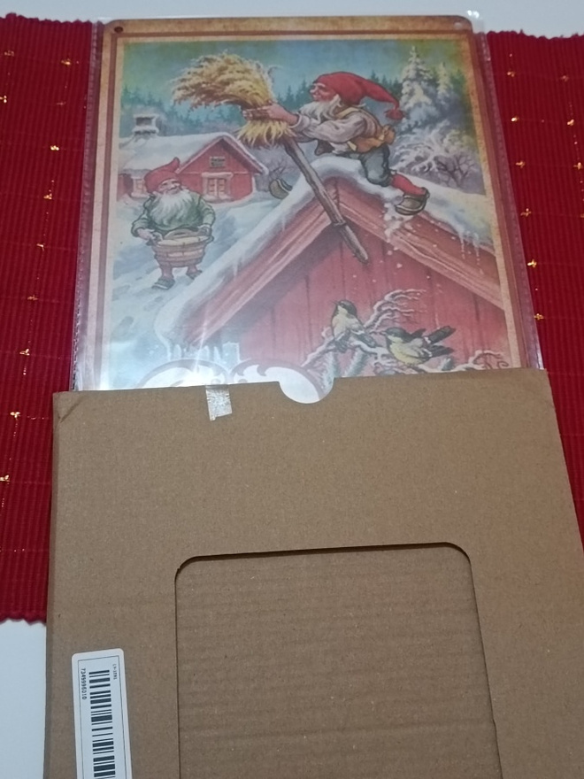 Tontut jouluinen taulu God Jul