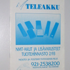 Teleakku tuotehinnasto 2/93 NMT NICD akku matkapuhelin - pikkukuva 1