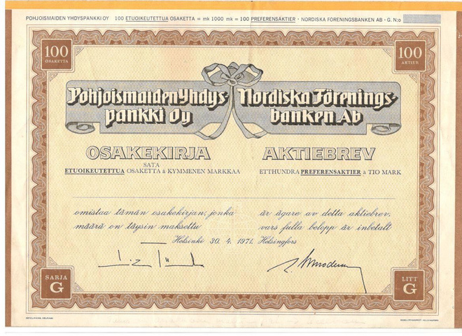 OKK obligatio Pohjoismaiden Yhdyspankki, PYP, SYP 1971