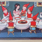Margret Boriss: Lumikki ja 7 kääpiötä pöydässä, p. 1932 - pikkukuva 1