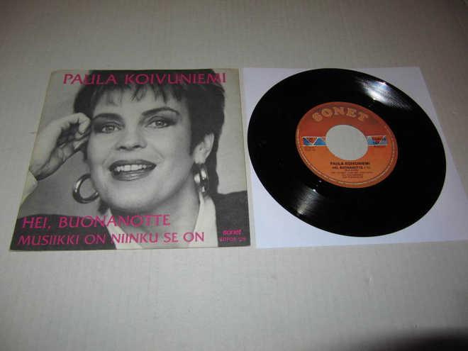 Paula Koivuniemi 7" Hei, Buonanotte,PS v.1987 RARE KUVAKANSI