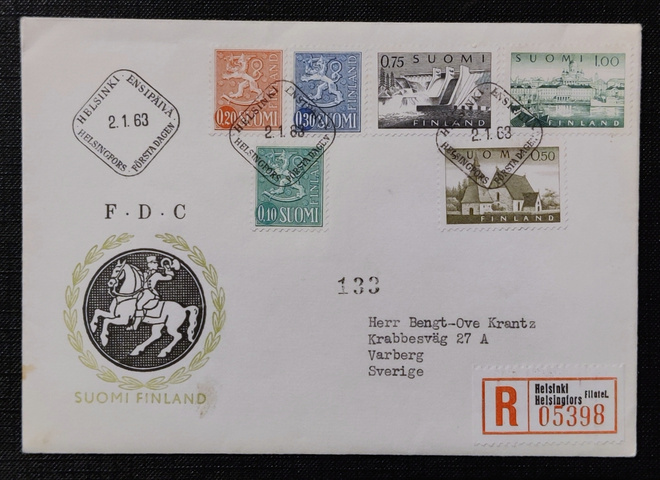 1963 FDC Yleismerkit, R-kuori Ruotsiin