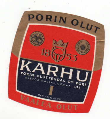 PORIN OLUT KARHU I Mieto Mallasjuoma Etiketti