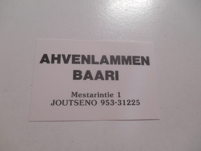 TT Etiketti Ahvenlammen Baari Joutseno