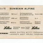 Purkkakuva Hellas Autosarja n:o 92 SUNBEAM ALPINE - pikkukuva 2
