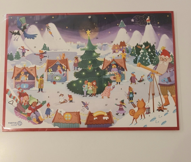 Partiolaisten adventtikalenteri 2024 + pakettikortit
