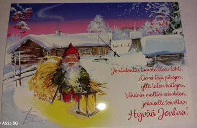 Joulukortti kiiltopinnalla