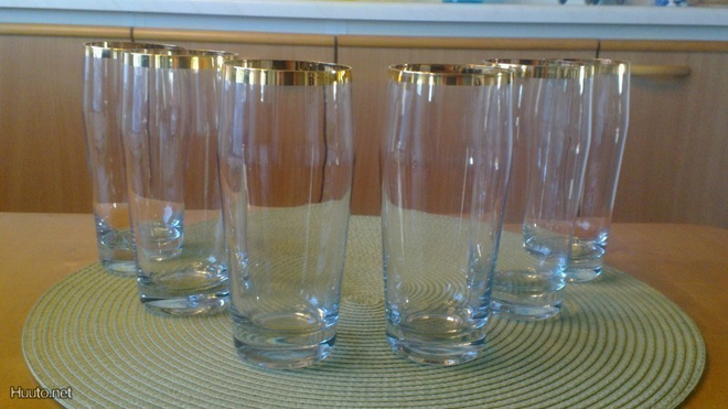 Juomalasi 32 cl, kultareuna, 6 kpl