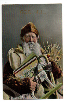 Vanha kortti, joulupukki, vuodelta 1908