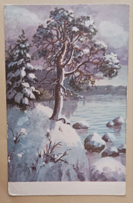 Talvimaisema, p. 1943 + Tubi-jm. leimattu,läh. Solmu Mäkelä