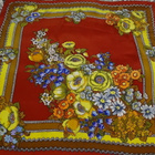 Retro iso kukkahuivi 90 cm  x 90 cm + hapsut - pikkukuva 4