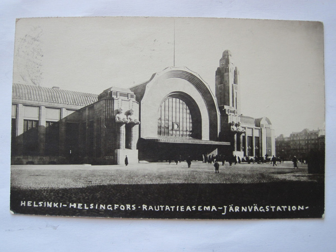 VANHA Postikortti Helsinki Rautatieasema 1924