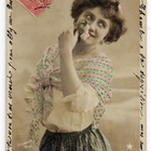 NAINEN / Romanttinen tyttö ja kukkaoksat 2. 1900-l. - pikkukuva 2